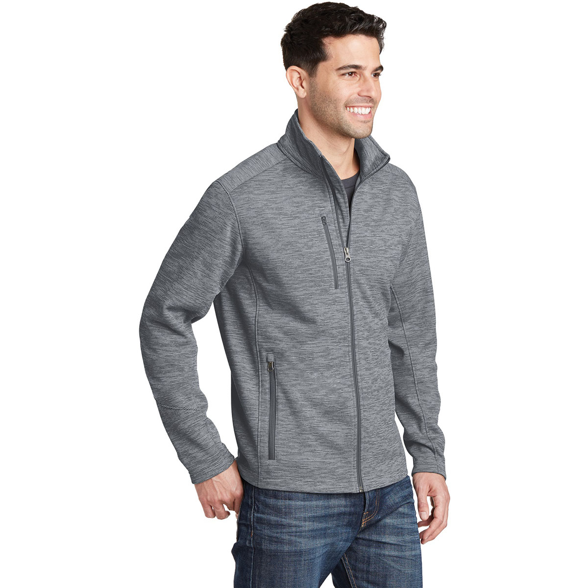 Port Authority F231 Digi Stripe Fleece Jacket - Grey | FullSource.com