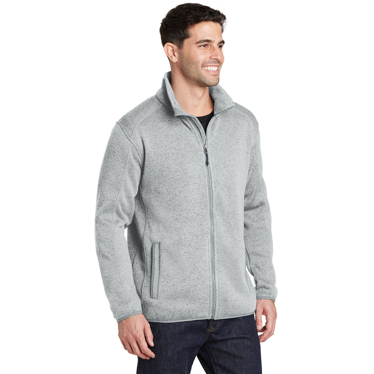 Port Authority F232 Sweater Fleece Jacket - Grey Heather | FullSource.com