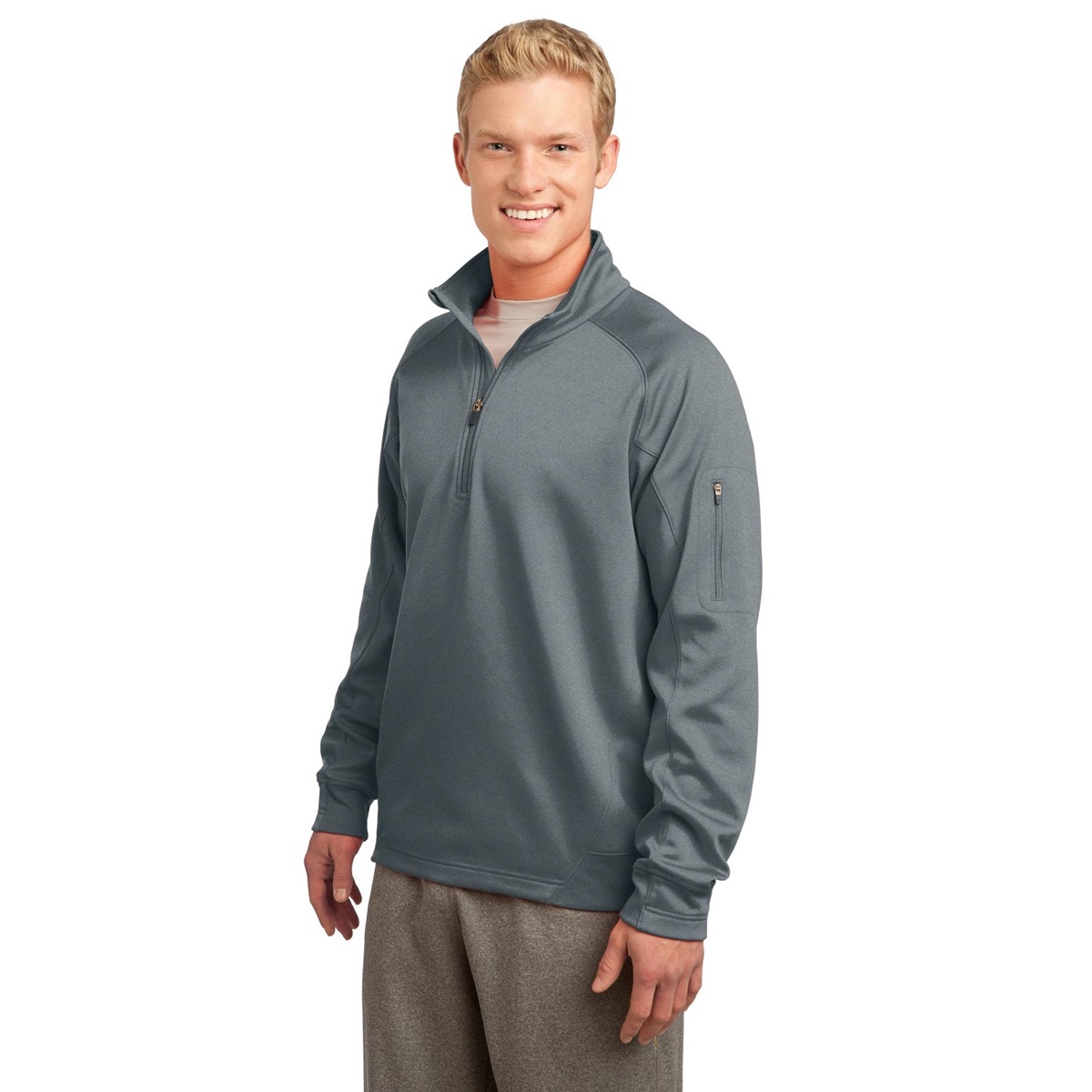 Sport-Tek F247 Tech Fleece 1/4-Zip Pullover Sweatshirt - Grey Heather ...