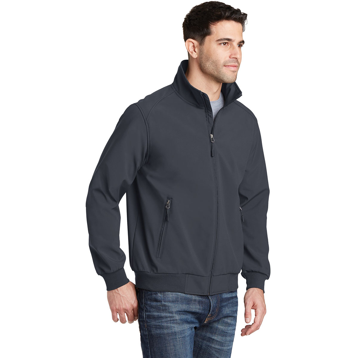 Port Authority J337 Soft Shell Bomber Jacket - Battleship Grey ...