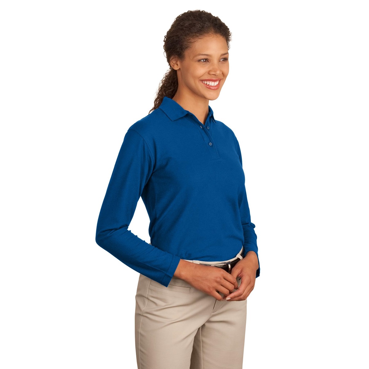 Port Authority L500LS Ladies Long Sleeve Silk Touch Polo - Royal ...