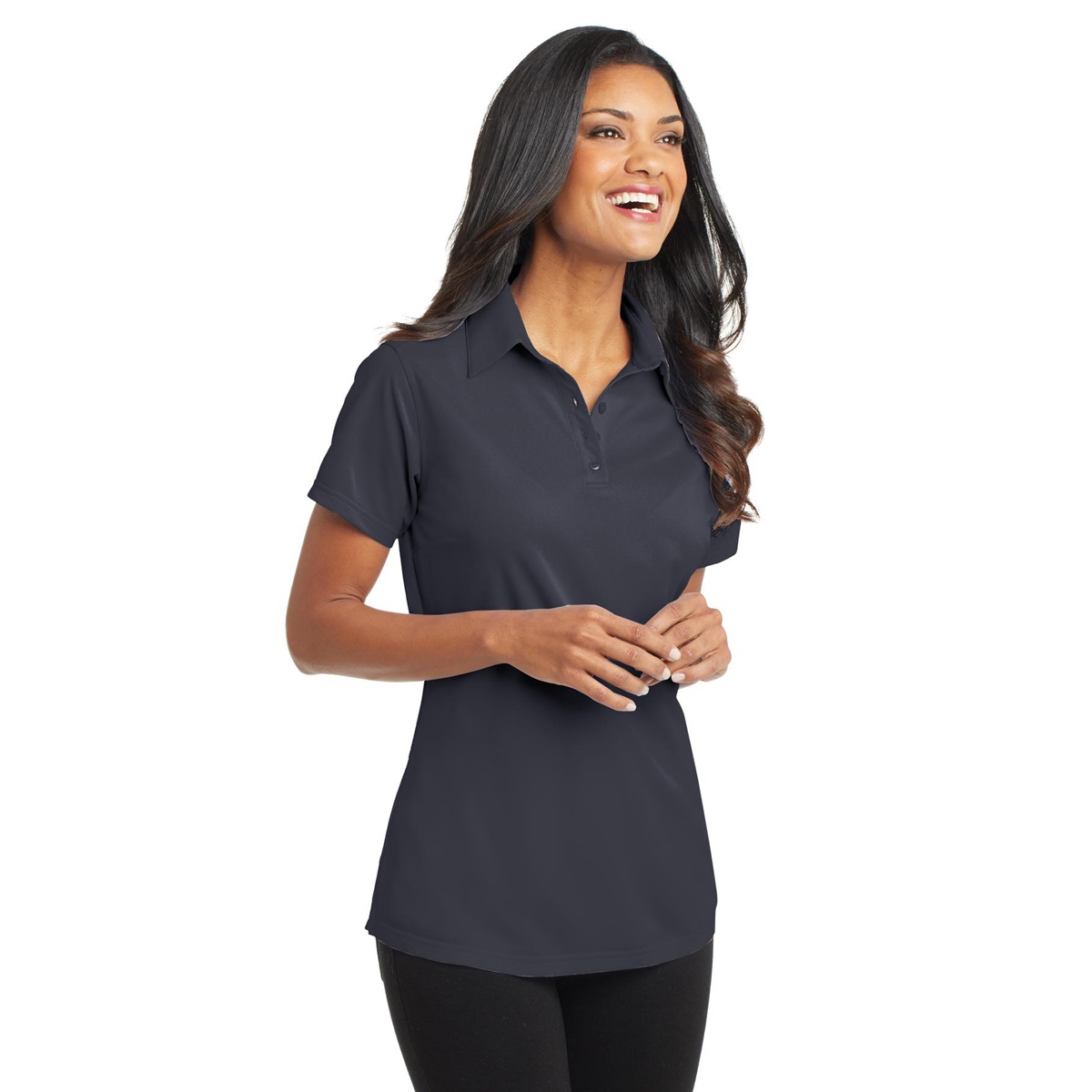 Port Authority L571 Ladies Dimension Polo - Battleship Grey ...