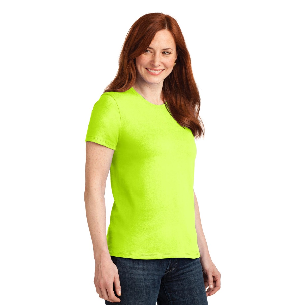 Port & Company LPC55 Ladies 50/50 Cotton/Poly T-Shirt - Safety Green ...