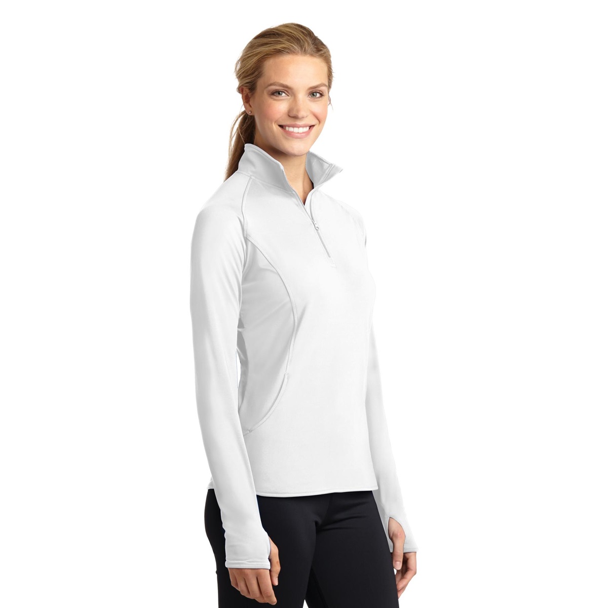 Sport-Tek LST850 Ladies Sport-Wick Stretch 1/2-Zip Pullover Sweatshirt ...