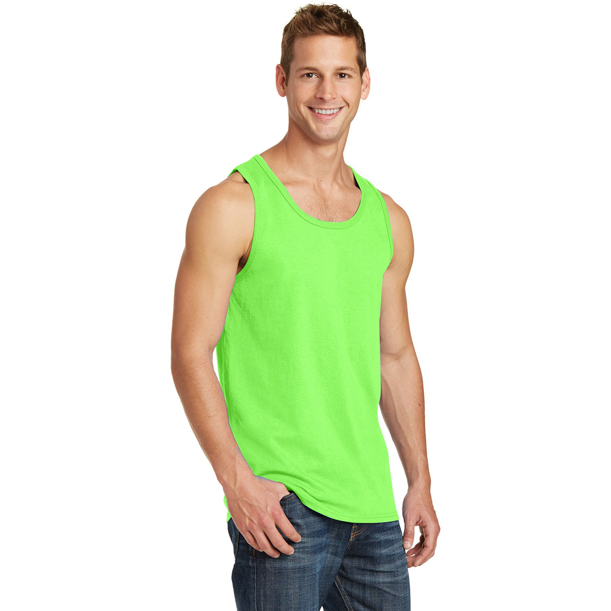 Port & Company PC54TT 5.4Oz Cotton/Polyester Tank Top Neon Green