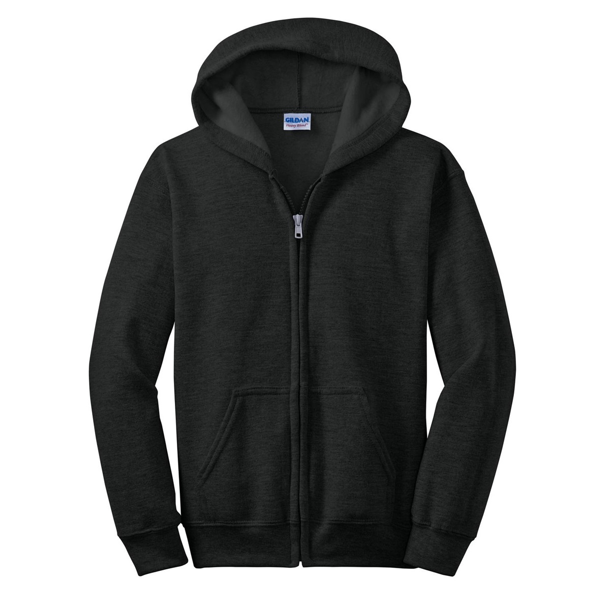 Gildan 18600B Youth Heavy Blend Full-Zip Hooded Sweatshirt - Black ...