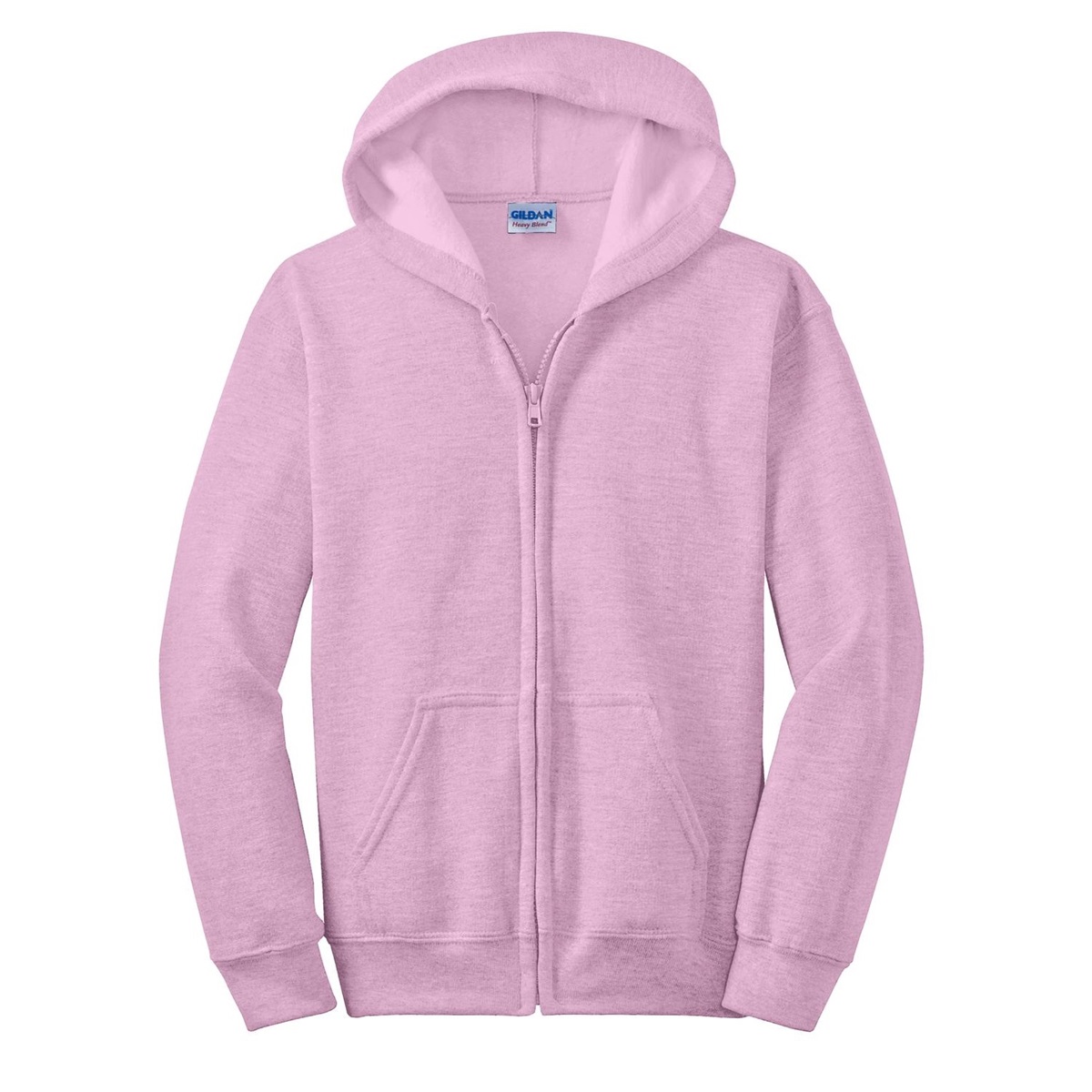 Gildan 18600B Youth Heavy Blend FullZip Hooded Sweatshirt Light Pink