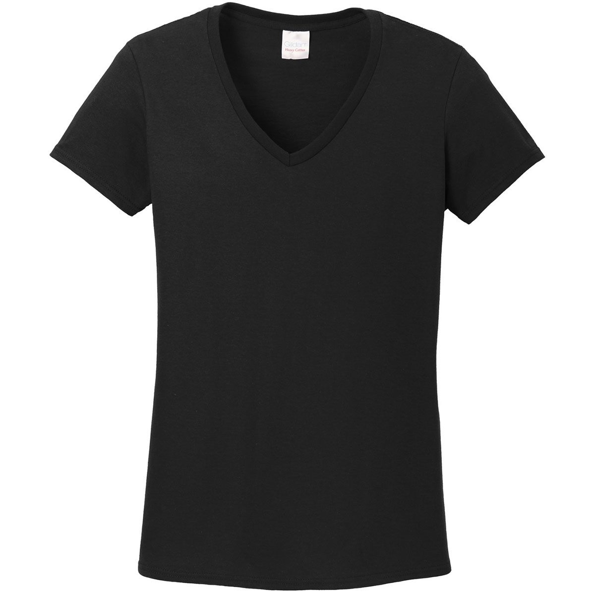 Gildan 5V00L Ladies Heavy Cotton V-Neck T-Shirt - Black | FullSource.com