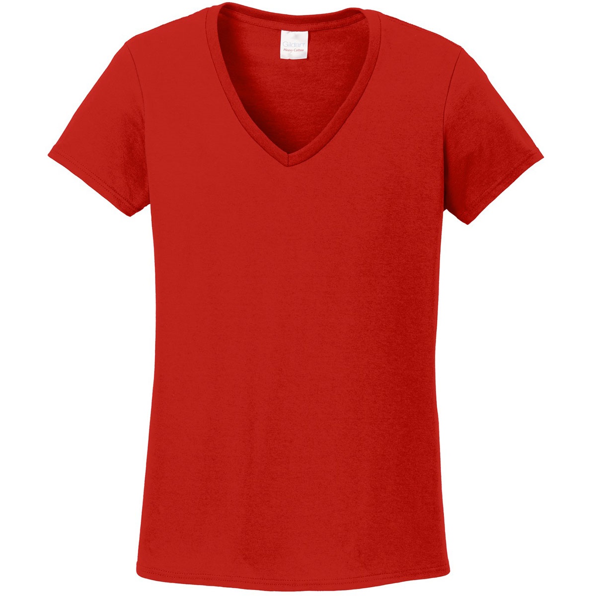 Gildan 5v00l Ladies Heavy Cotton V Neck T Shirt Red