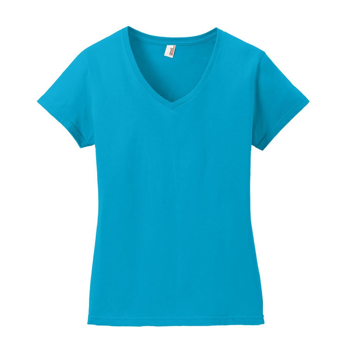 Anvil 88VL Ladies 100% Ring Spun Cotton V-Neck T-Shirt - Caribbean Blue ...