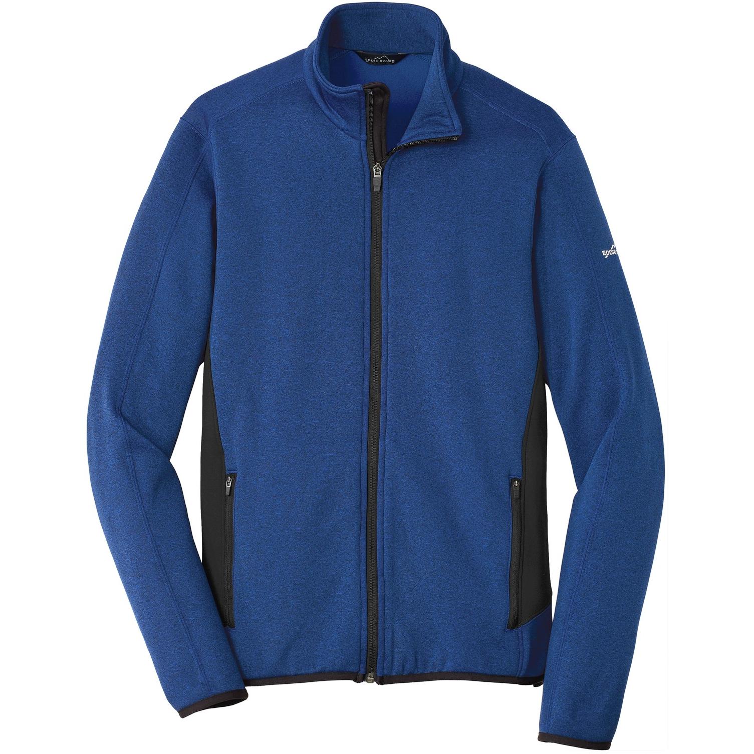 Eddie Bauer EB238 Men's Full-Zip Heather Stretch Fleece Jacket - Blue ...