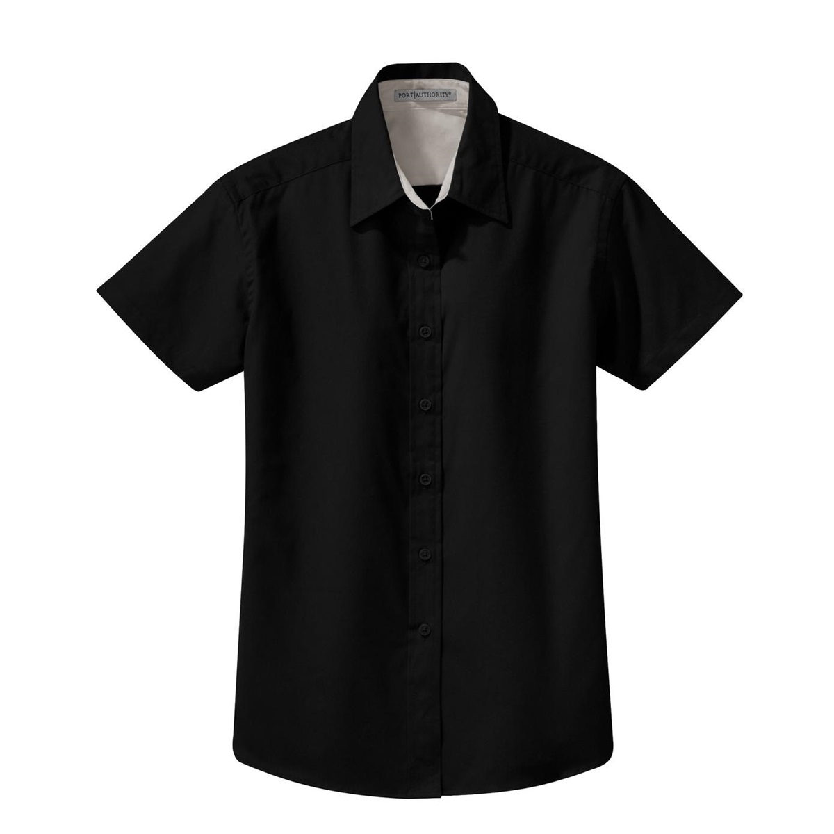 Port Authority L508 Ladies Short Sleeve Easy Care Shirt - Black/Light ...