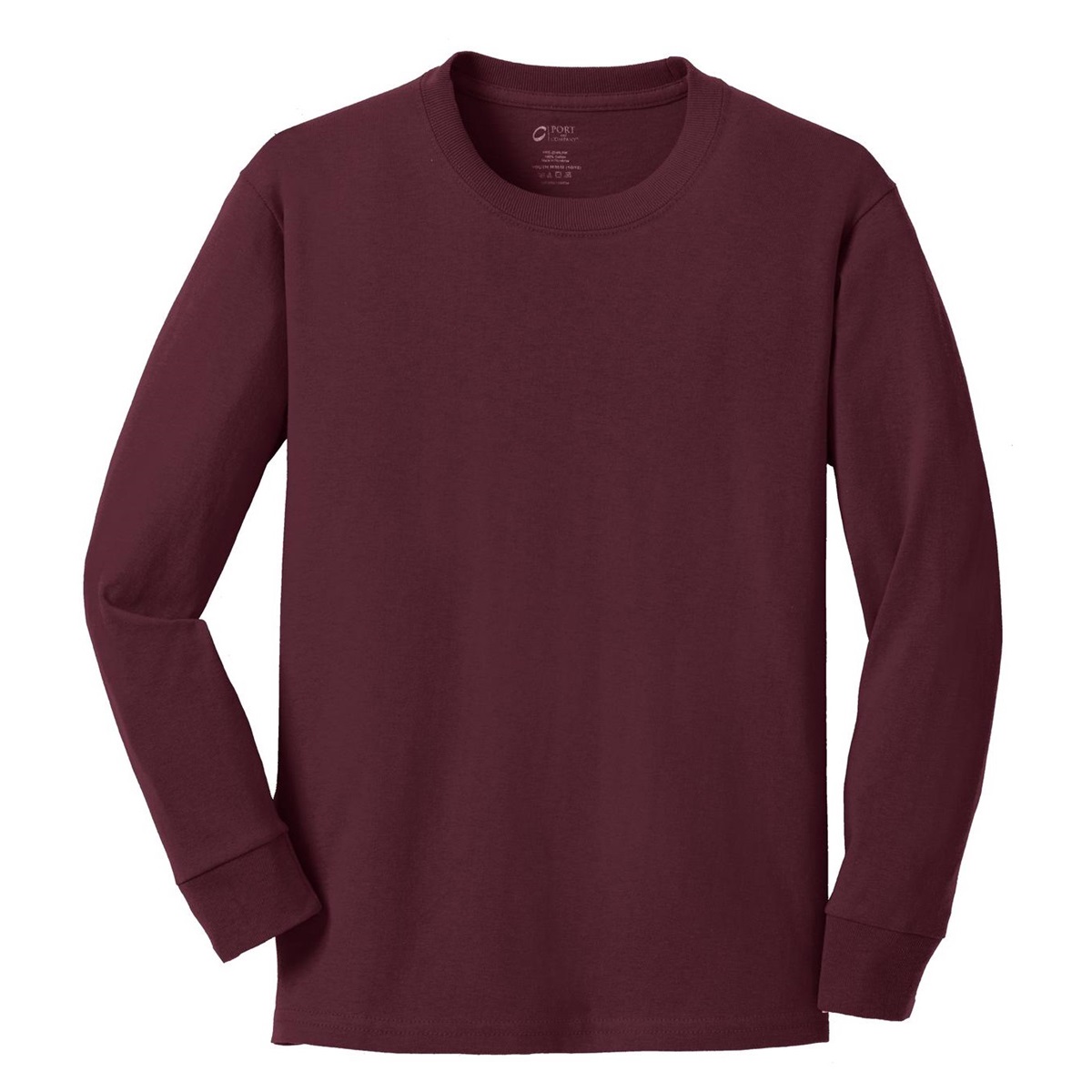 Port & Company PC54YLS Youth Long Sleeve 5.4-oz 100% Cotton T-Shirt ...